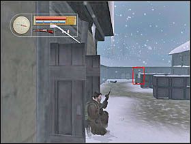 Następnie otwieramy drzwi i lekko się z nich wychylamy by zobaczyć czy kręcą się jeszcze przy miejscu z którego strzelaliśmy. - [Solucja] SIEGFRIED FOREST cz.5 - II Wojna Światowa: Pilot Down - Na Tyłach Wroga - poradnik do gry