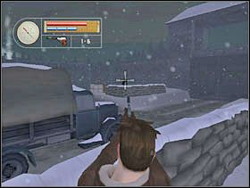 Wychylamy się i z pistoletu zabijamy szeregowca po przeciwnej stronie ulicy. - [Solucja] SIEGFRIED LINE cz.3 - II Wojna Światowa: Pilot Down - Na Tyłach Wroga - poradnik do gry