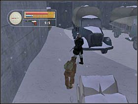 Zakradamy się za beczkami, podchodzimy do niego i go likwidujemy. - [Solucja] SIEGFRIED LINE cz.4 - II Wojna Światowa: Pilot Down - Na Tyłach Wroga - poradnik do gry