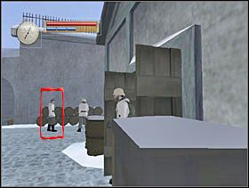 Podchodzimy do drzwi i najpierw przez nie wyglądamy czy sierżant nie jest bezpośrednio za nimi, następnie otwieramy drzwi i patrzymy na sierżanta po prawej. Gdy tylko się odwróci, wchodzimy lekko w głąb budynku. - [Solucja] OCCUPIED FORT cz.4 - II Wojna Światowa: Pilot Down - Na Tyłach Wroga - poradnik do gry