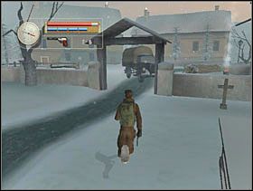 Biegniemy w stronę bramy i wchodzimy pod ciężarówkę. Czołgamy się na sam jej koniec. - [Solucja] FRENCH VILLAGE cz.1 - II Wojna Światowa: Pilot Down - Na Tyłach Wroga - poradnik do gry