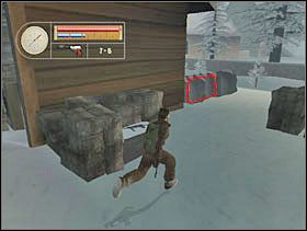 Wybiegamy ze stajni tą samą drogą, którą wbiegliśmy, skręcamy w lewo i przyczajamy się we wskazanym miejscu. Wychylamy się i likwidujemy Niemca przy ognisku. - [Solucja] FRENCH VILLAGE cz.3 - II Wojna Światowa: Pilot Down - Na Tyłach Wroga - poradnik do gry