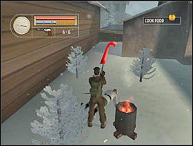 Ogrzewamy się, pieczemy rybę i królika i biegniemy za strzałką. - [Solucja] FRENCH VILLAGE cz.3 - II Wojna Światowa: Pilot Down - Na Tyłach Wroga - poradnik do gry