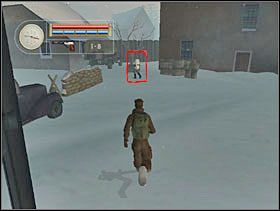 Dusimy go, odwracamy się i wbiegamy na plac egzekucyjny. Patrzymy gdzie znajduje się sierżant i zakradamy się za niego. - [Solucja] FRENCH VILLAGE cz.5 - II Wojna Światowa: Pilot Down - Na Tyłach Wroga - poradnik do gry