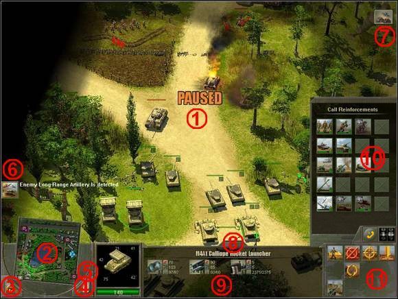 ( 1 ) Pauza (klawisz Spacji) - Interfejs (1) - Blitzkrieg 2 - poradnik do gry