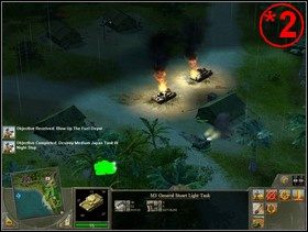 Następny cel misji (*2 ) to skrzyżowanie dróg na którym stoją dwa japońskie czołgi, które trzeba zniszczyć - Rozdział 1 - Misja Fish in a Barrel - Blitzkrieg 2 - poradnik do gry