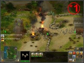 Ruszaj z tymi wzmocnieniami do punktu *1 , to Twój pierwszy cel misji - sztab wroga - Rozdział 2 - Misja Roundup at Guadalcanal - Blitzkrieg 2 - poradnik do gry