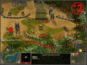 Na Tobie prawdopodobnie spocznie zadanie zniszczenia nieprzyjaciela w punkcie *2 (okopana piechota, czołgi średnie, artyleria samobieżna, działa polowe p-panc) - większość jego stanowisk masz na stosownym obrazku - Rozdział 3 - Misja Invasion Support - Blitzkrieg 2 - poradnik do gry