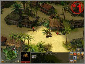 Częścią czołgów możesz wjechać przez ogrodzenie do bazy a pozostałe posłać drogą wzdłuż ogrodzenia do wioski w punkcie *1 - Rozdział 3 - Misja Petersons Charge - Blitzkrieg 2 - poradnik do gry