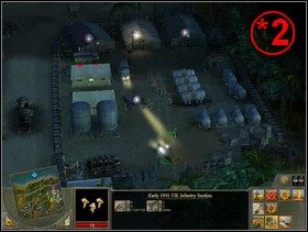 Potem poruszaj się tak jak wskazują zielone strzałki do bazy nieprzyjaciela *2 gdzie znajdują się magazyny, które masz wysadzić - Rozdział 2 - Misja Desert Barracuda - Blitzkrieg 2 - poradnik do gry