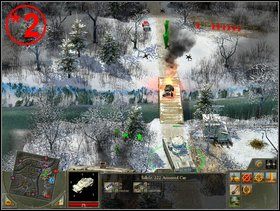 Uważaj na wrogów (w tej misji często piechota występuje razem z czołgiem czy kilkoma) oznaczonych na mapie czerwonymi wykrzyknikami - Rozdział 1 - Misja główna The Klin Ledge - Blitzkrieg 2 - poradnik do gry