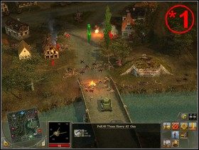 Mostu pilnuje mocny betonowy bunkier z prawej strony - rozwal go z Twojego brzegu rzeki czołgami - Rozdział 4 - Misja Factory Rescue - Blitzkrieg 2 - poradnik do gry