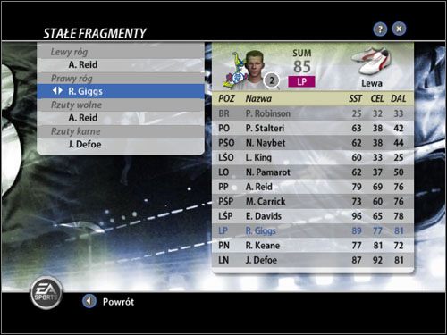 Nowością jest możliwość zmiany numerów na koszulkach piłkarzy - Kierowanie zespołem | Tryb menedżerski FIFA 06 - FIFA 06 - poradnik do gry