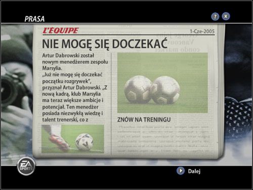 6 - Początek | Tryb menedżerski - FIFA 06 - poradnik do gry