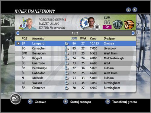 Na ekranie negocjacji mamy kilka opcji - dotyczących zarówno transferu, jak i samego kontraktu zawodnika - Transfery | Tryb menedżerski FIFA 06 - FIFA 06 - poradnik do gry