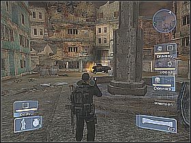Zanim skierujesz się do ciężarówki warto byłoby zbadać budynek znajdujący się na prawo od miejsca, w którym stał czołg - Misja 7 - Insurrection cz.1 | Conflict Global Storm - Conflict: Global Storm - poradnik do gry