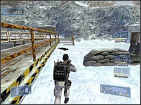 Kieruj się w stronę drzwi prowadzących do widocznego w oddali bunkra (screen 1) - Misja 14 - Playing For Keeps cz.6 | Conflict Global Storm - Conflict: Global Storm - poradnik do gry