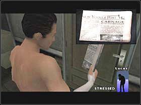 Obejrzenie fotografii stojącej na biurku w sypialni to utrata 5%, przeczytanie gazety leżącej pod drzwiami -5% - THE DAY AFTER Mieszkanie Lucasa cz.2 | Fahrenheit - Fahrenheit - poradnik do gry