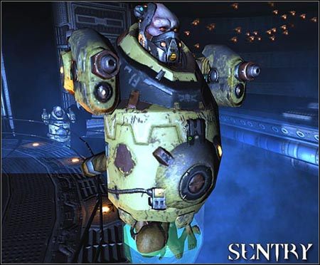 Okuci w okrągły pancerz latający żołnierze, którzy pojawiają się po raz pierwszy w kompleksie Nexus - Przeciwnicy cz.4 | Quake 4 - Quake 4 - poradnik do gry