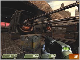 Gdy dostaniesz strzelbę (Shotgun), przygotuj się do akcji - [Solucja] Hangar Perimeter | Quake 4 - Quake 4 - poradnik do gry