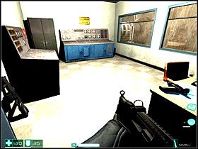 Idź w prawo, po moście przejdź na drugą stronę, w potem w lewo i do pokoju - Exeunt Omnes (2) | Interwał 03-D | FEAR - F.E.A.R.: First Encounter Assault Recon - poradnik do gry