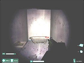 Idź przed siebie, lecz uważaj na lewą stronę - za oknem, w sąsiednim budynku będzie dwóch żołnierzy - Miejska zgnilizna (4) | Interwał 08-A | FEAR - F.E.A.R.: First Encounter Assault Recon - poradnik do gry