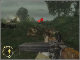 Dojdziesz do miejsca gdzie kilku amerykańskich żołnierzy i czołg(i) walczy już z wrogiem. Niestety amerykańskie puszki to tylko statyści, zaraz zejdą. Ustaw więc swój czołg w pobliżu pierwszego zniszczonego amerykańskiego i każ mu otworzyć ogień do pierwszego czołgu wroga jaki sam zobaczysz.Kawałek dalej na wprost znajdziesz skrzynkę z Panzerfaustami - zrób z nich użytek. Żołnierzy postaw za pobliskim żywopłotem ... - [Solucja] Rozdział 9 Baupte cz.2 - Brothers in Arms: Earned in Blood - poradnik do gry