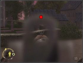 ... wcześniej jednak eliminując Niemiaszków kryjących się za murkiem przy kościele (wykończ ich zza beczek, które widzisz na poprzednim obrazku). - [Solucja] Rozdział 2 Action at St. Martin cz.2 - Brothers in Arms: Earned in Blood - poradnik do gry