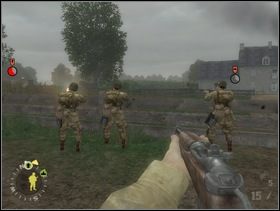 Kiedy szczęśliwie, bez strat, dotrzecie do celu od razu pojawią się Niemcy. Każ sekcji wsparcia przygwoździć ogniem tych po prawej, za płotkiem. - [Solucja] Rozdział 3 Three Patrol Action cz.1 - Brothers in Arms: Earned in Blood - poradnik do gry