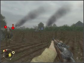 Sekcję wsparcia też podciągaj bliżej (prawą stroną poletka) w miarę zdobywania terenu. Przygważdżaj Szwabów ogniem i likwiduj z boku. - [Solucja] Rozdział 3 Three Patrol Action cz.3 - Brothers in Arms: Earned in Blood - poradnik do gry