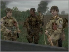 Obróć się w lewo, podbiegnij do Bakera i Corriona (utytłanego w g***) stojących przy płotku i ... voila, koniec rozdziału. - [Solucja] Rozdział 3 Three Patrol Action cz.3 - Brothers in Arms: Earned in Blood - poradnik do gry