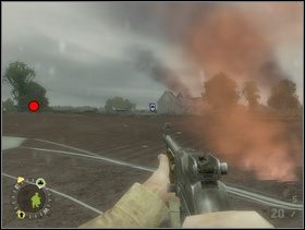 ... sam szybko podbiegnij do zasobnika i rzuć przy nim świecę dymną i równocześnie każ sekcji wsparcia zająć pozycję za kolejnym zwalonym pniem (tak jak, mam nadzieję, widzisz na obrazku). - [Solucja] Rozdział 4 Hells Corners cz.1 - Brothers in Arms: Earned in Blood - poradnik do gry