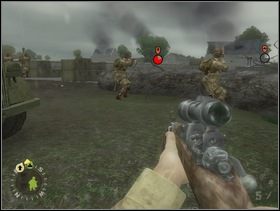 Potem ruszaj w stronę pobliskiego mostu. Ostrzał moździerza powinien ustać kiedy się do niego zbliżysz. Ustaw obydwie swoje sekcje za przeszkodami po obu stronach wejścia na most (wsparcie po prawej, szturmani po lewej) i każ ostrzeliwać Niemiaszków na drugim brzegu rzeki. - [Solucja] Rozdział 4 Hells Corners cz.2 - Brothers in Arms: Earned in Blood - poradnik do gry