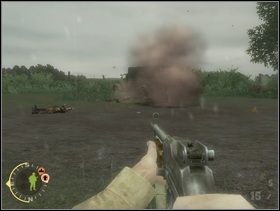 Zagrożeni Niemcy wycofają się za pobliską ciężarówkę a wówczas zawołaj swoich szturmanów i wystrzelaj ich zza tego płotku, za którym chwilę wcześniej Fryce same się chowały. - [Solucja] Rozdział 4 Hells Corners cz.3 - Brothers in Arms: Earned in Blood - poradnik do gry