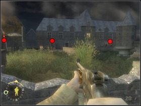 ... ustaw swoich żołnierzy za murkiem na lewo od wyrwy, na wprost dworku. Powinni zacząć ostrzeliwać Niemców pośrodku (tych pilnujących wejścia do dworku, z którego radziłem Ci nie korzystać wcześniej). Skrajnie po lewej stronie ekranu masz stanowisko upierdliwego MG42. - [Solucja] Rozdział 5 Chateau Colombieres cz.1 - Brothers in Arms: Earned in Blood - poradnik do gry