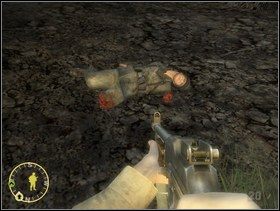 Przy odrobinie szczęścia Stuart dokona masakry ... Podejdź do zabitych Szkopów i poszukaj Panzerfausta, za chwilę bardzo Ci się może przydać. Jeśli go nie znajdziesz tutaj wróć i poszukaj go przy Frycach zabitych wcześniej albo przy skrzynkach stojących tu i ówdzie. - [Solucja] Rozdział 5 Chateau Colombieres cz.3 - Brothers in Arms: Earned in Blood - poradnik do gry