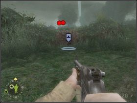 Postaw wsparcie za żywopłotem na wprost, powinni oni błyskawicznie wykończyć Niemiaszków znajdujących się parę metrów od nich (niewidocznie na obrazku). - [Solucja] Rozdział 6 Bloody Gulch cz.1 - Brothers in Arms: Earned in Blood - poradnik do gry