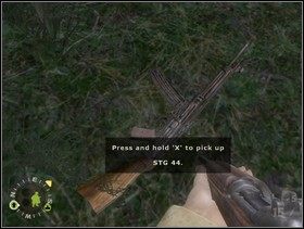 Jeśli chcesz możesz podnieść leżący na pewno gdzieś w pobliżu Ciebie karabin szturmowy MP44 (zamień go ze swoim karabinkiem M1). - [Solucja] Rozdział 6 Bloody Gulch cz.1 - Brothers in Arms: Earned in Blood - poradnik do gry