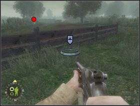 Wybiegniesz na drogę. Zaraz zacznie grzać niemiecki moździerz, którego stanowisko znajduje się na drodze na wprost, za stojącą w oddali ciężarówką. Pojawią się też niemieccy piechurzy, przebiegną przez drogę i zajmą stanowisko po jej lewej stronie. Musisz działać szybko (moździerz). Ustaw sekcje wsparcia za płotkiem na wprost Ciebie i każ jej położyć ogień na Niemców po lewej. Sam, razem ze szturmanami, ruszaj prawą stroną drogi do skrzyń stojących pod najbliższym drzewem. - [Solucja] Rozdział 6 Bloody Gulch cz.2 - Brothers in Arms: Earned in Blood - poradnik do gry