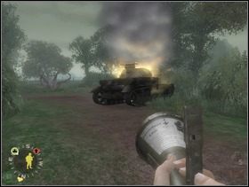 ... zabaw się w kotka i myszkę z niemieckimi puszkami (powinny być dwie). Możesz używać swoich ludzi do odwracania uwagi stalowych bestii. Sam też możesz grać w ten sposób - pokazać się z jednej strony czołgowi a kiedy zacznie się obracać w Twoim kierunku zajść go z drugiej. Staraj się odpalać Panzerfausty w bok a jeszcze lepiej w tył puszki. Pewnie będziesz potrzebował przynajmniej dwóch Panzerfaustów na jeden czołg wroga. - [Solucja] Rozdział 6 Bloody Gulch cz.3 - Brothers in Arms: Earned in Blood - poradnik do gry