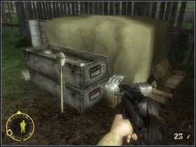 ... znajdziesz skrzynkę z Panzerfaustami. Piorunem weź jednego (czołg wali do Twoich kompanów i jeśli się będziesz guzdrał to załatwi w końcu wszystkich), poczekaj aż wroga puszka odwróci się tyłem i ruszy dalej. - [Solucja] Rozdział 8 Close Quarters cz.2 - Brothers in Arms: Earned in Blood - poradnik do gry