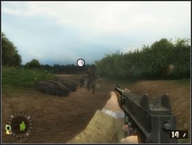 ... rozwal dwóch Niemiaszków pchających się z prawej strony. Jeśli chcesz i trupy leżą blisko możesz zamienić swojego Thompsona na MP44 jednego z nich. - [Solucja] Rozdział 10 Hedgerow Hell cz.1 - Brothers in Arms: Earned in Blood - poradnik do gry
