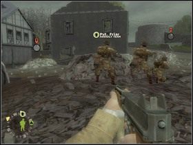 Ustaw szturmanów za kolejnymi gruzami i wskaż im Szwabów po lewej jako cel (wsparcie cały czas ostrzeliwuje Fryców za murkiem po prawej). - [Solucja] Rozdział 12 The All Americans Part 1 cz.1 - Brothers in Arms: Earned in Blood - poradnik do gry