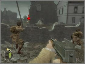 Czas zająć się ckmem. Wróć bezpieczną drogą do sekcji wsparcia i ustaw ją za murkiem naprzeciwko MG42. Możesz kazać chłopakom go ostrzeliwać - chodzi o to by go czymś zająć. - [Solucja] Rozdział 13 The All Americans Part 2 cz.1 - Brothers in Arms: Earned in Blood - poradnik do gry