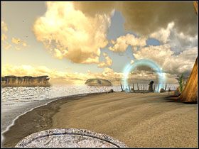 Za miejscem, gdzie stał wcześniej Esher, dostrzegłem resztki jakiejś budowli - 12 NOLOBEN cz.1 | Myst V Koniec Wieków - Myst V: Koniec Wieków - poradnik do gry