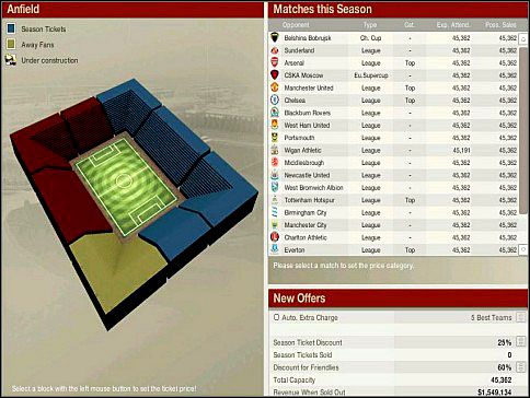 Oferty cen biletów nie powinny być wysokie - Ceny biletów | Marketing | FIFA Manager 06 - FIFA Manager 06 - poradnik do gry