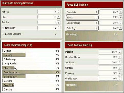Gdy nie czujemy w sobie zmysłu wybitnego trenera, możemy edytować spis zajęć na następny tydzień - Trening | Początki | FIFA Manager 06 - FIFA Manager 06 - poradnik do gry