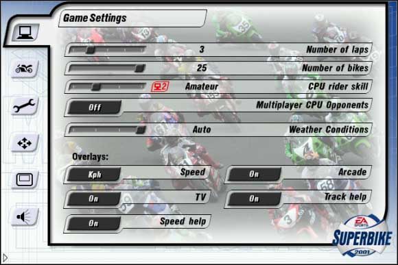 Number of laps - Ustawienia gry | Opcje gry Superbike 2001 - Superbike 2001 - poradnik do gry