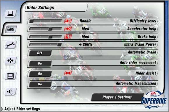 Difficulty level - Ustawienia gracza | Opcje gry Superbike 2001 - Superbike 2001 - poradnik do gry