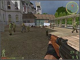 Podejdź do drzwi na północnym-zachodzie, przejdź przez korytarz, wejdź do kolejnego pokoju i poczekaj na eksplozję, która zniszczy balkon - Misja 7 | USA | Vietcong 2 - Vietcong 2 - poradnik do gry